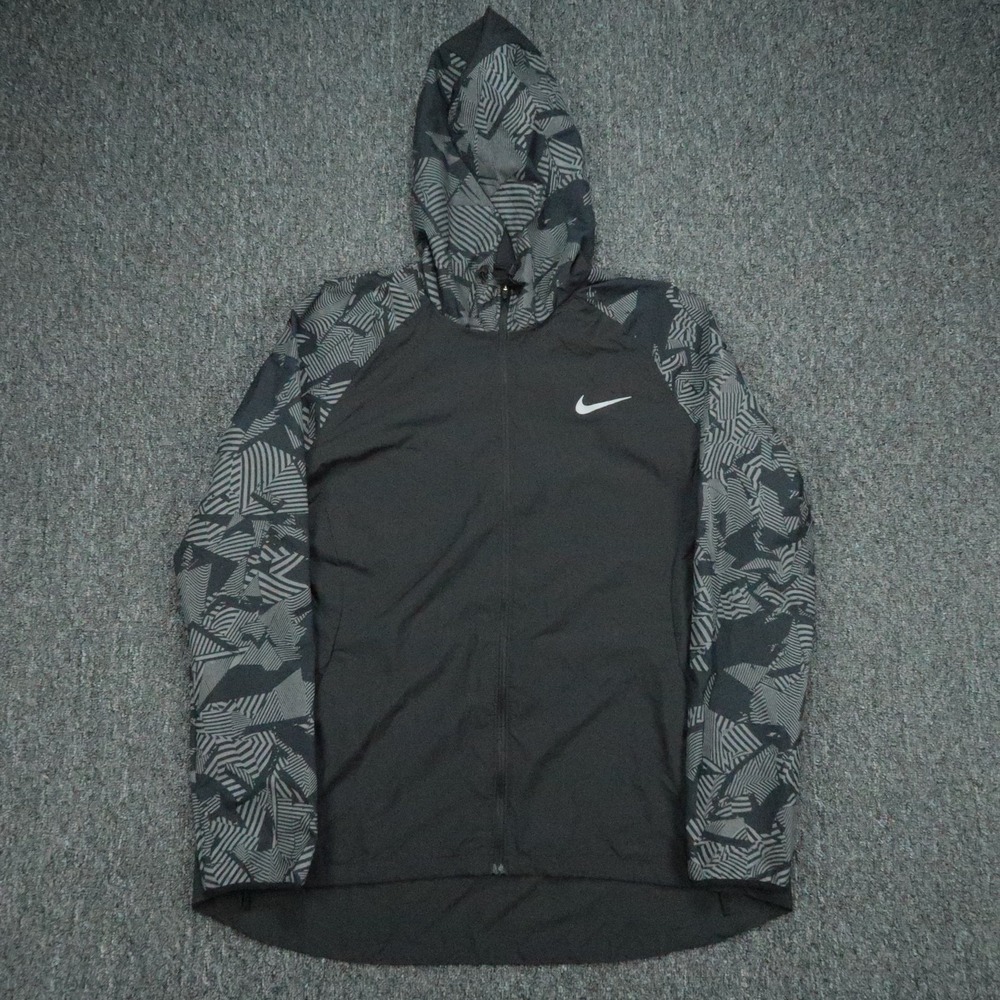 Nike Jacket Womens XL Black Gray Essential Flash Reflective Running Athletic